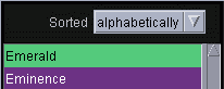 screen capture of alphabetic sort widget
