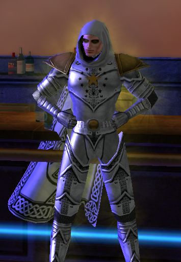 in his super group costume full body pose of Dark Eire, a storm/dark defender
