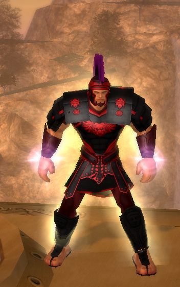 full body pose of Ettu Brute, in the garb of ancient Roman soldier