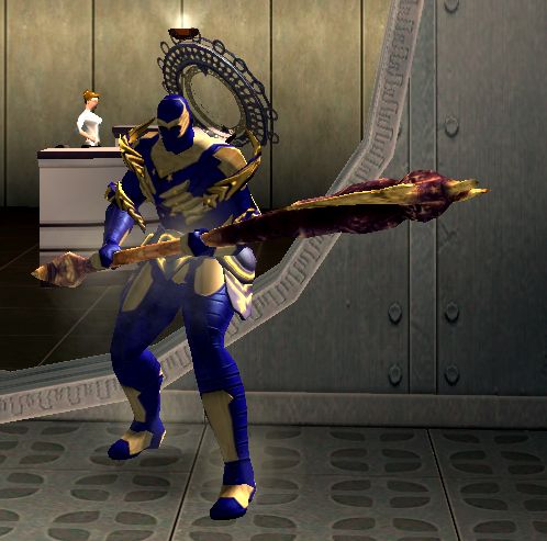 Walk Softly, poised to fight with 7-foot axe