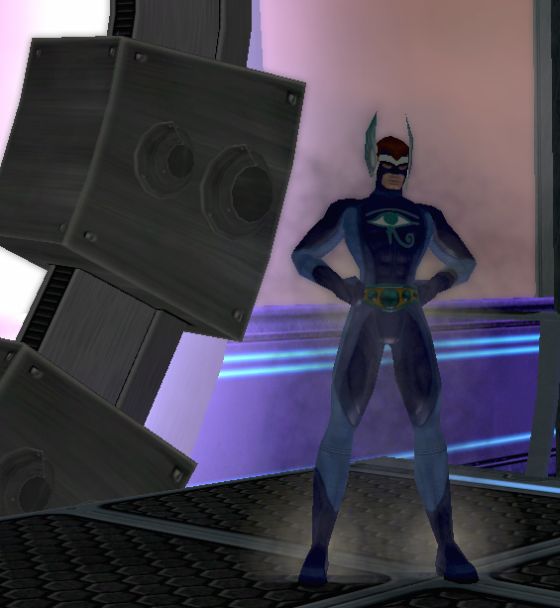 Wet Stormy Knight, a magic defender, standing by the big portal in Pocket D