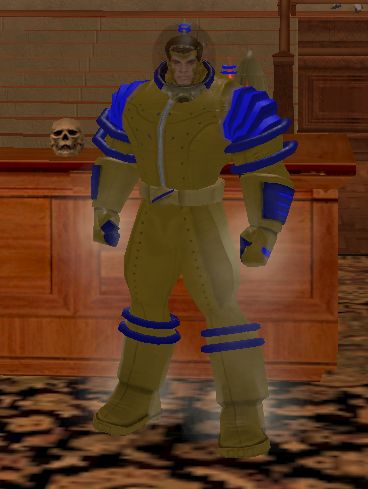 full body pose of Hydroelectric Dan, a water/electric blaster
