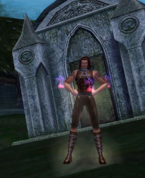 at a Striga cemetery full body pose of Frozen in Time, a magic controller