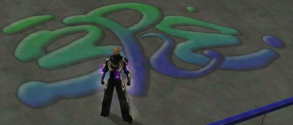 Mr Shoes, a natural scrapper, standing on a large graffiti ground mural